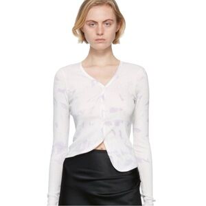 Helmut Lang Cardigan XS NWT | Tie-Dye Sheer Knit Button Front Top